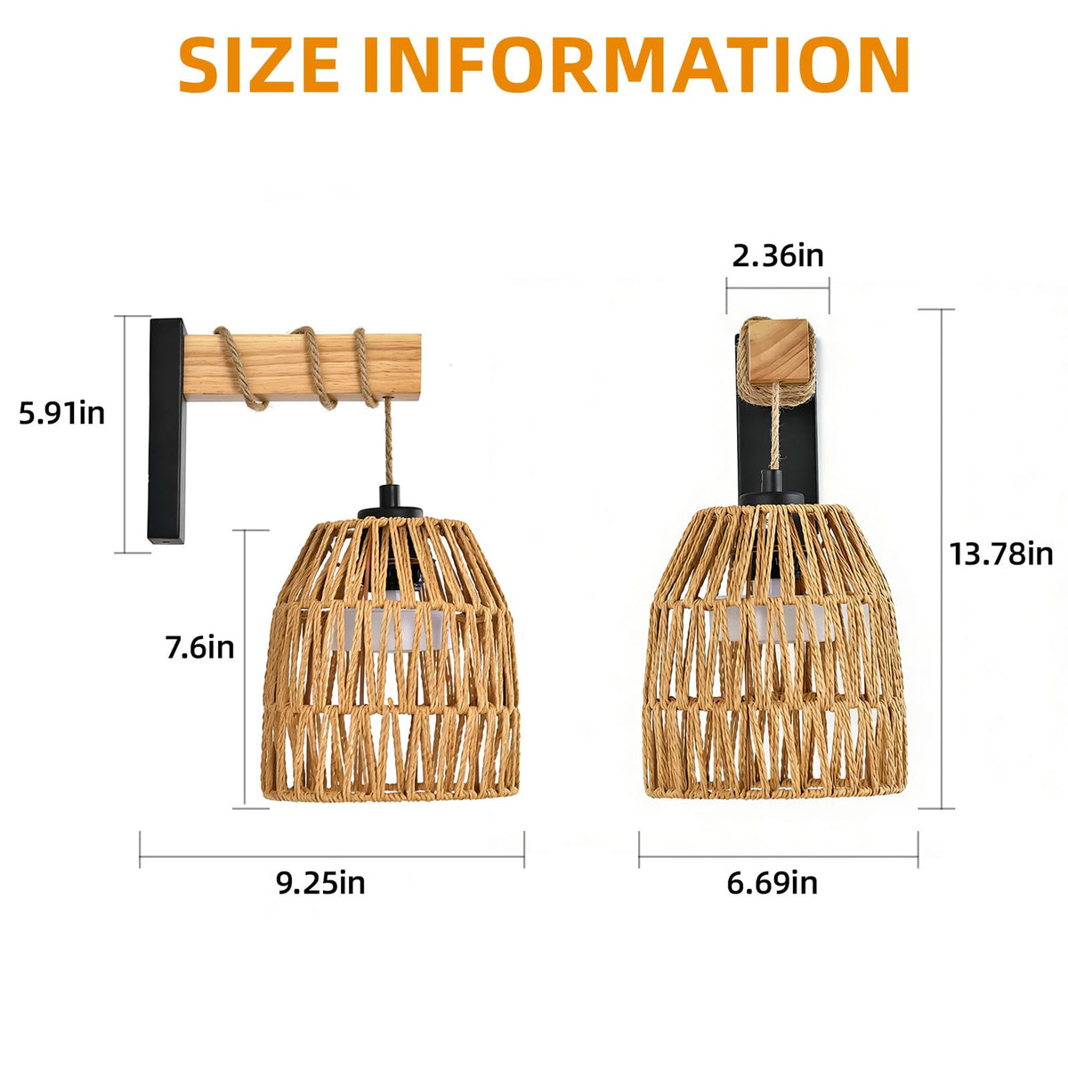 NOVCAND bedroom ambient light with rattan shade for relaxing evenings