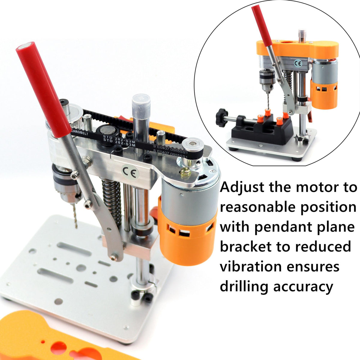 NovelLife Mini Drill Press speed control illustration for RPM adjustments