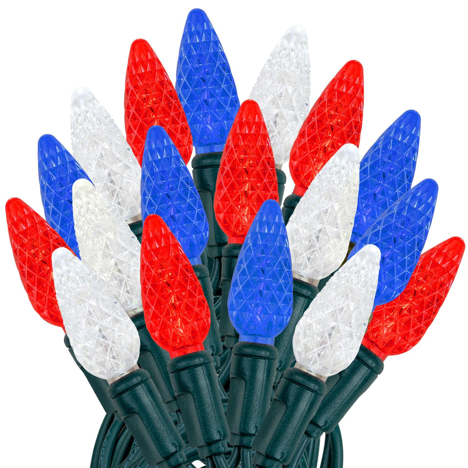 Novelty Lights 24ft 70 LED C6 red-white-blue display for outdoor patriotic celebrations