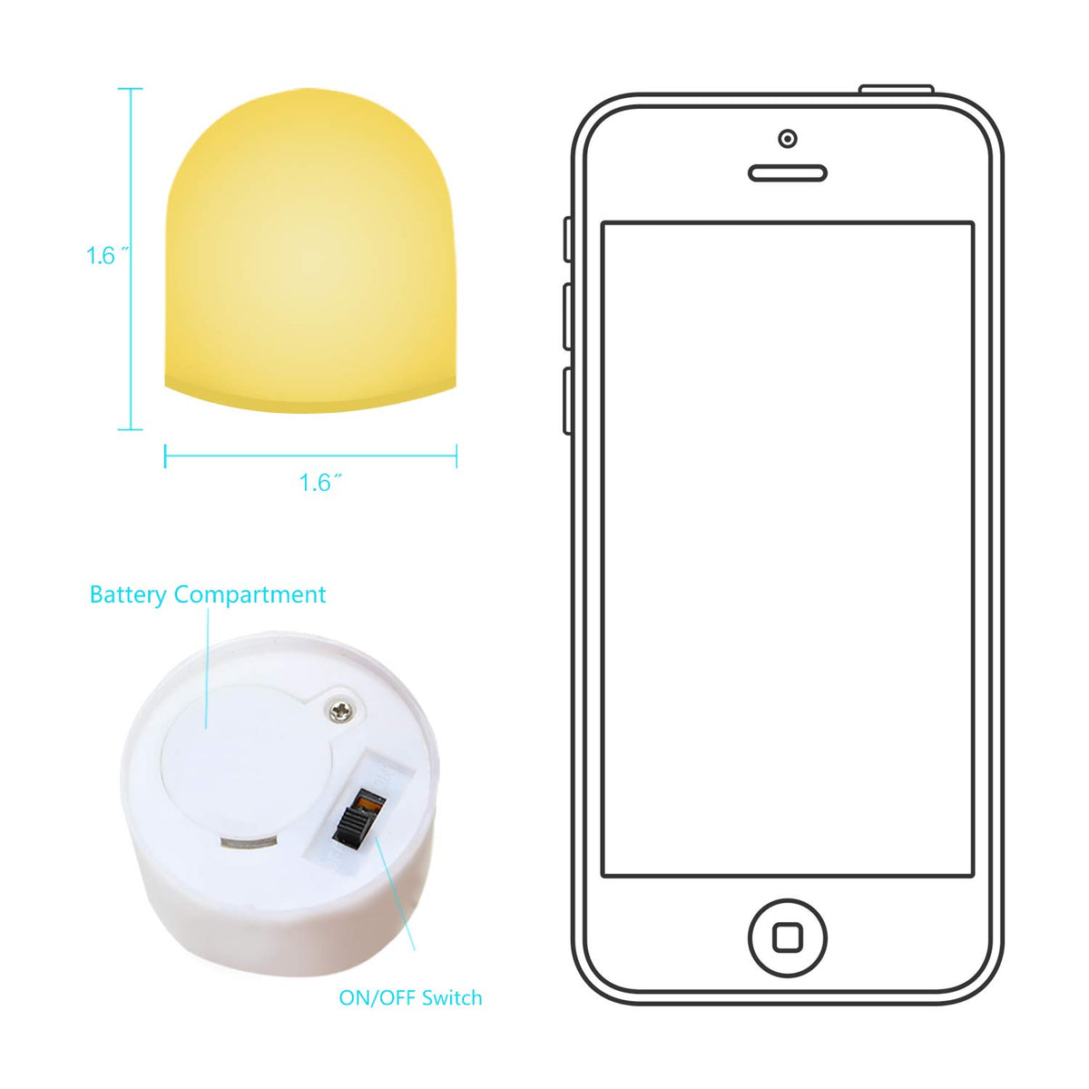 Novelty Place cordless mini nightlight compact for shelves or desks