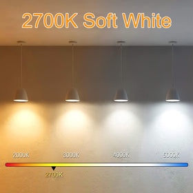 NOVELUX 2700K soft white bulb illuminating a cozy kitchen nook.