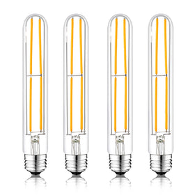 NOVELUX T10 LED bulb close-up in clear glass showcasing vintage Edison style for decorative fixtures.