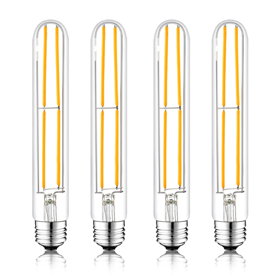 NOVELUX T10 LED bulb close-up in clear glass showcasing vintage Edison style for decorative fixtures.