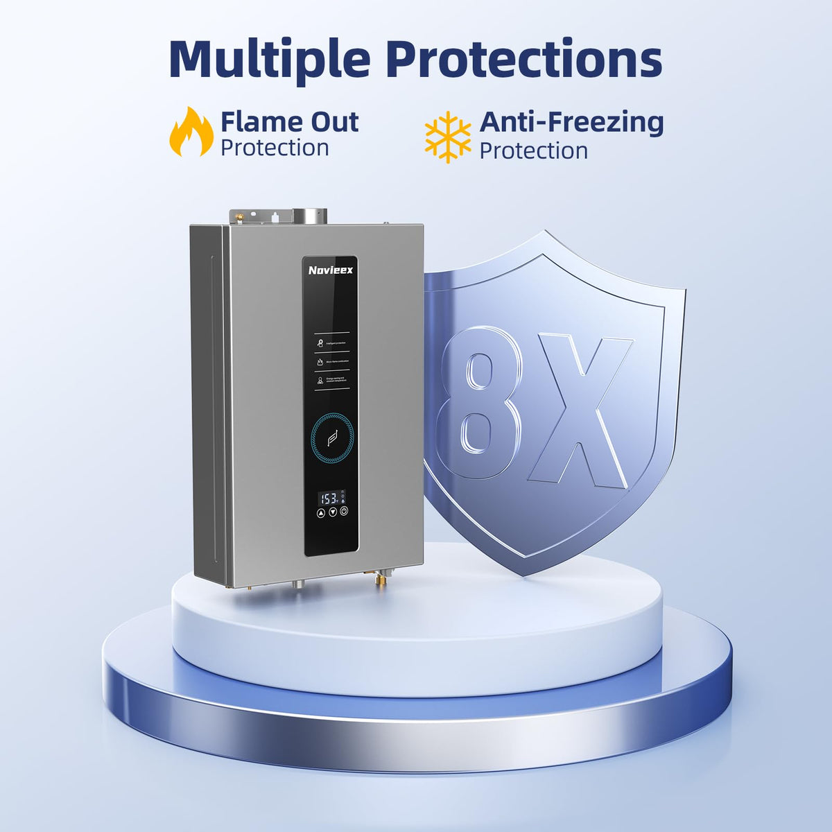 NOVIEEX safety features guard against leaks and overheating