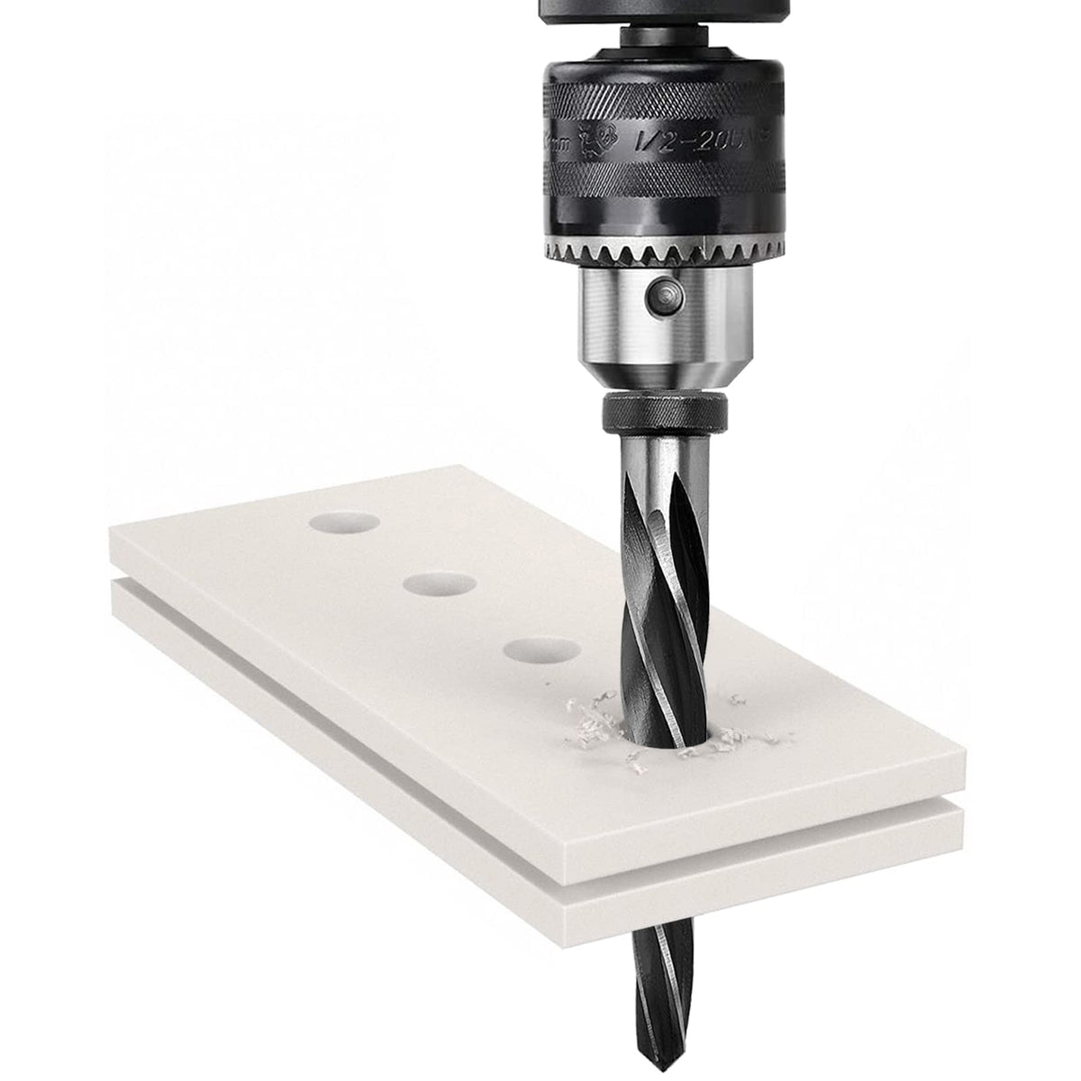 NOVINO steel and alloy friendly reamer performs clean, tear-out-free enlargements for bolt fit.
