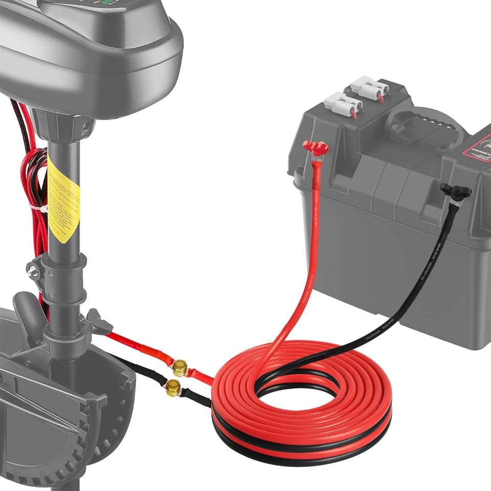 NOVINO trolling motor extension cable 10 ft in red and black for reliable power reach.