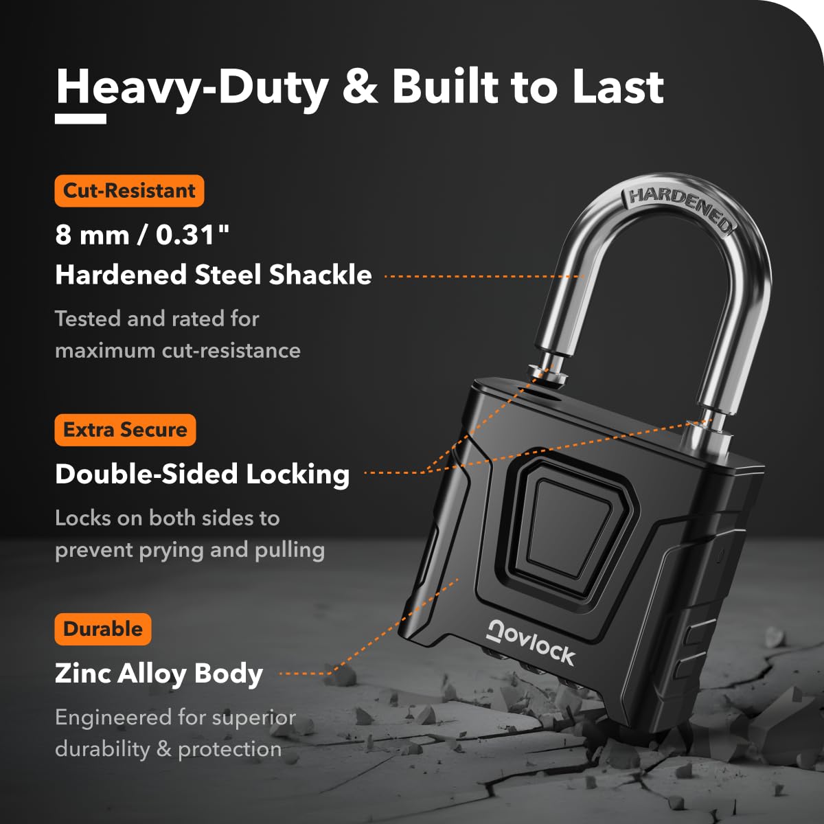 NovLock padlock hidden code view demonstrates discreet access control.