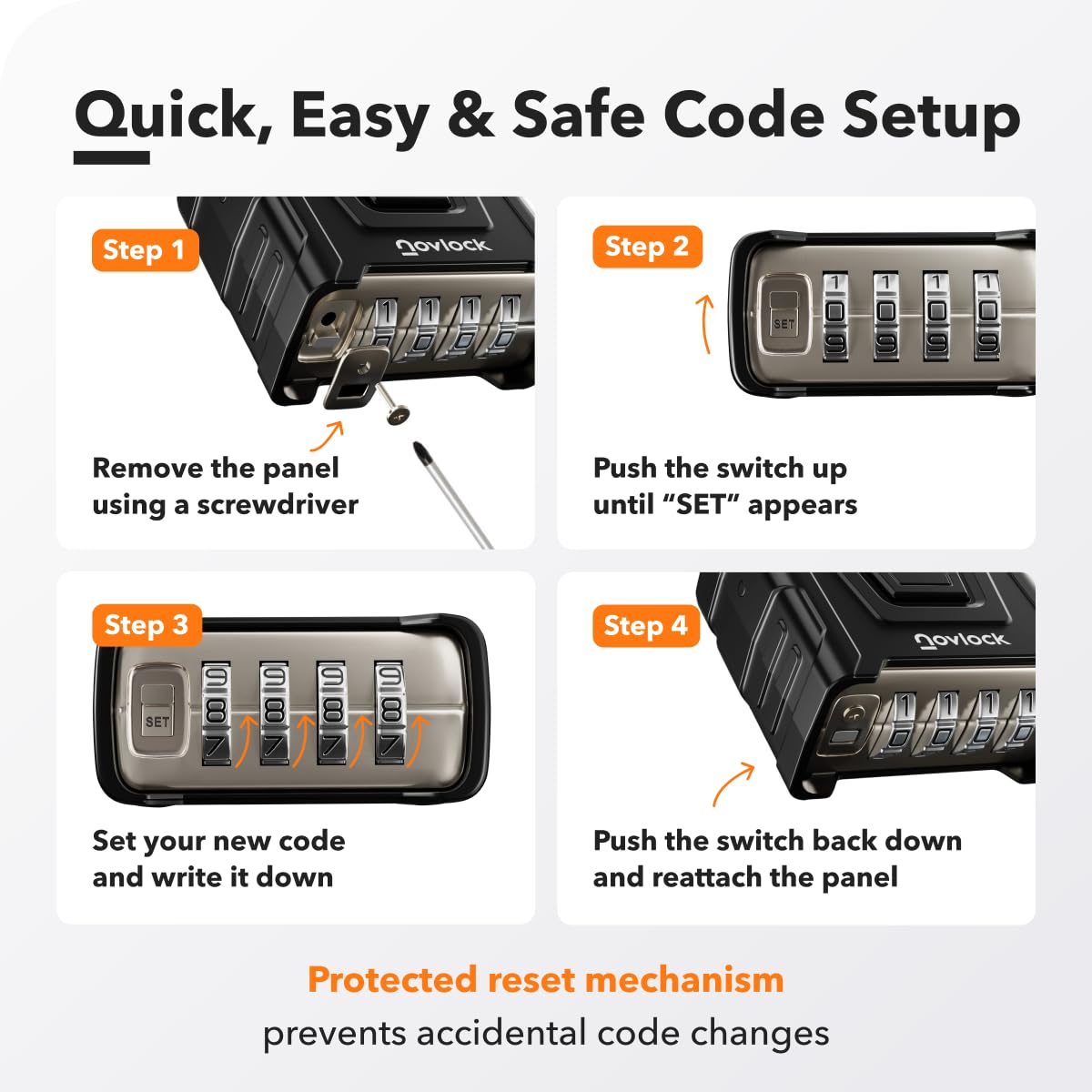 NovLock 5-year warranty padlock brand badge signals long-term support.