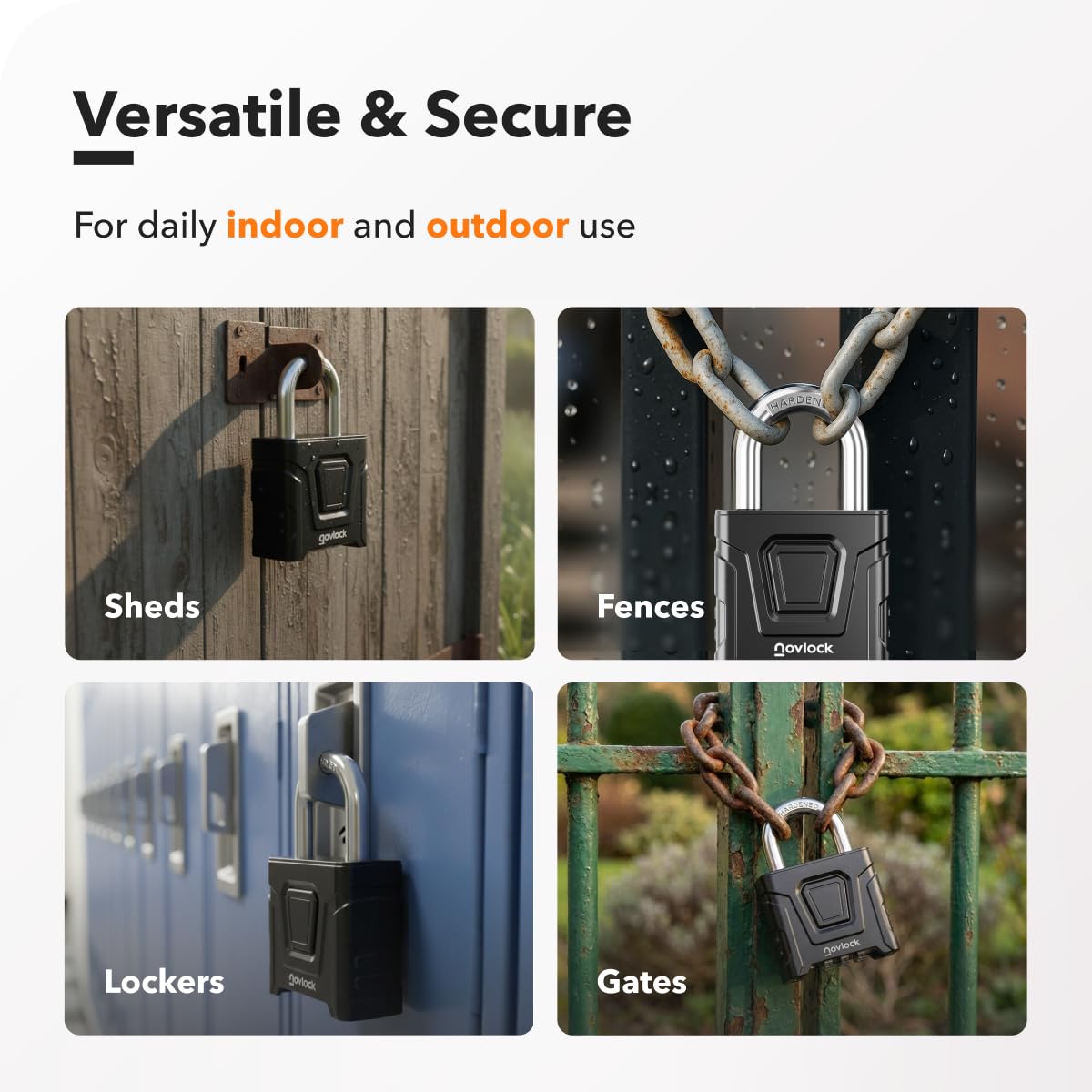 NovLock gate and fence application padlock secure latch.