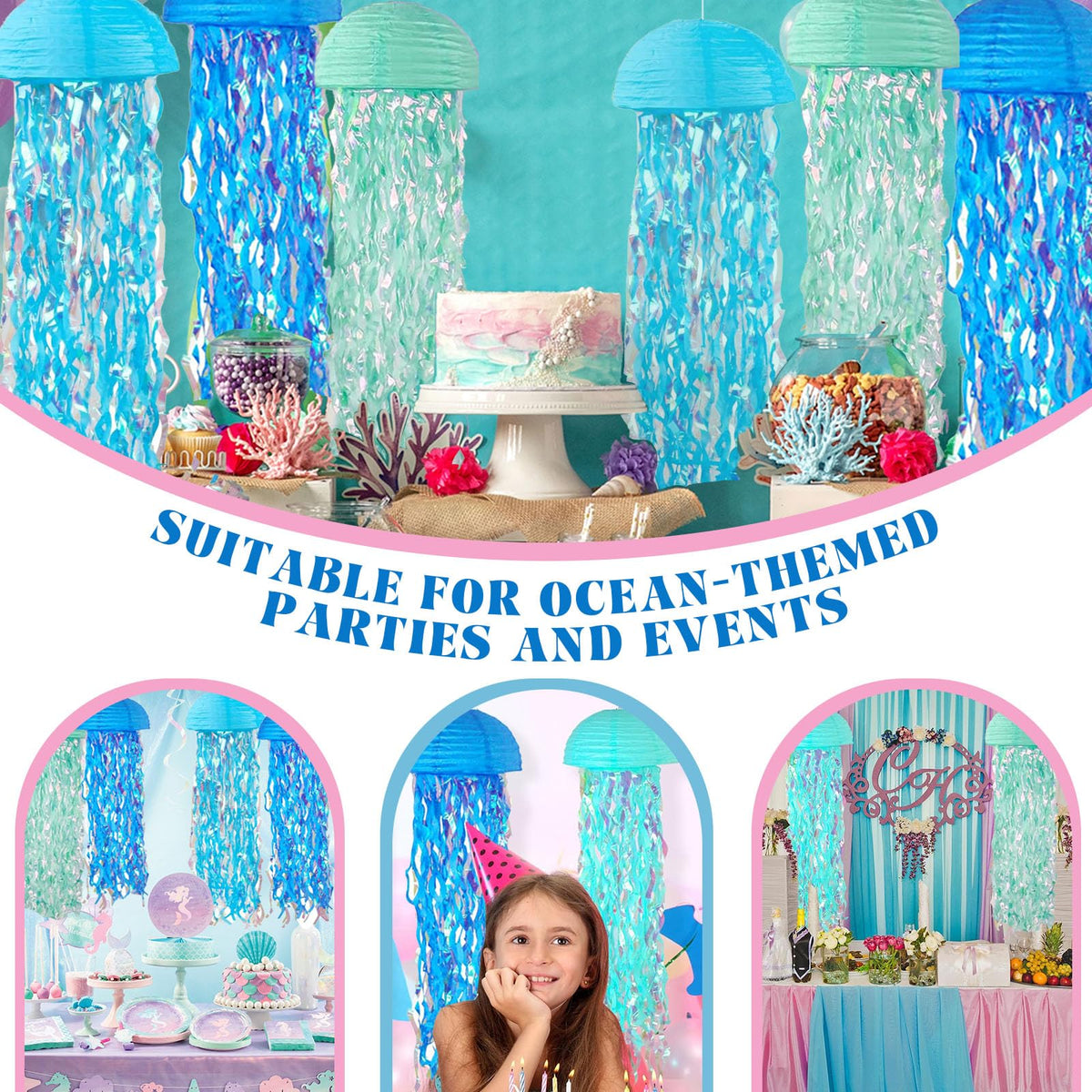 Novobuys jellyfish lanterns spark mermaid party decor ideas