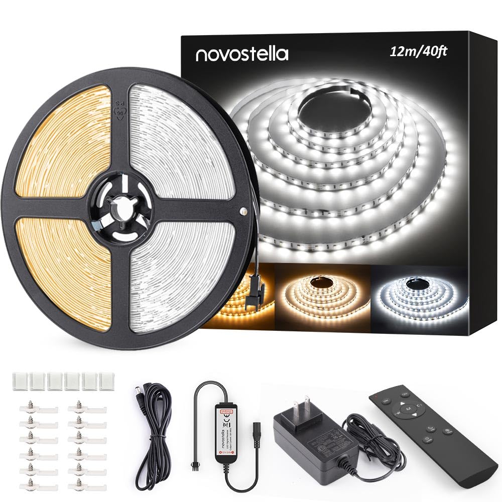 Novostella 40ft tunable white LED strip with remote for versatile lighting control