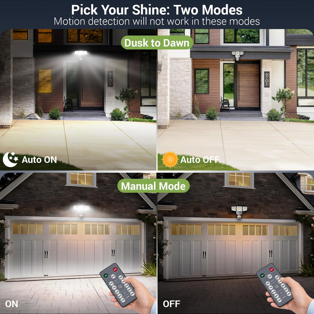 NOVOSTELLA dusk-to-dawn and always-on modes with remote control for flexible lighting.