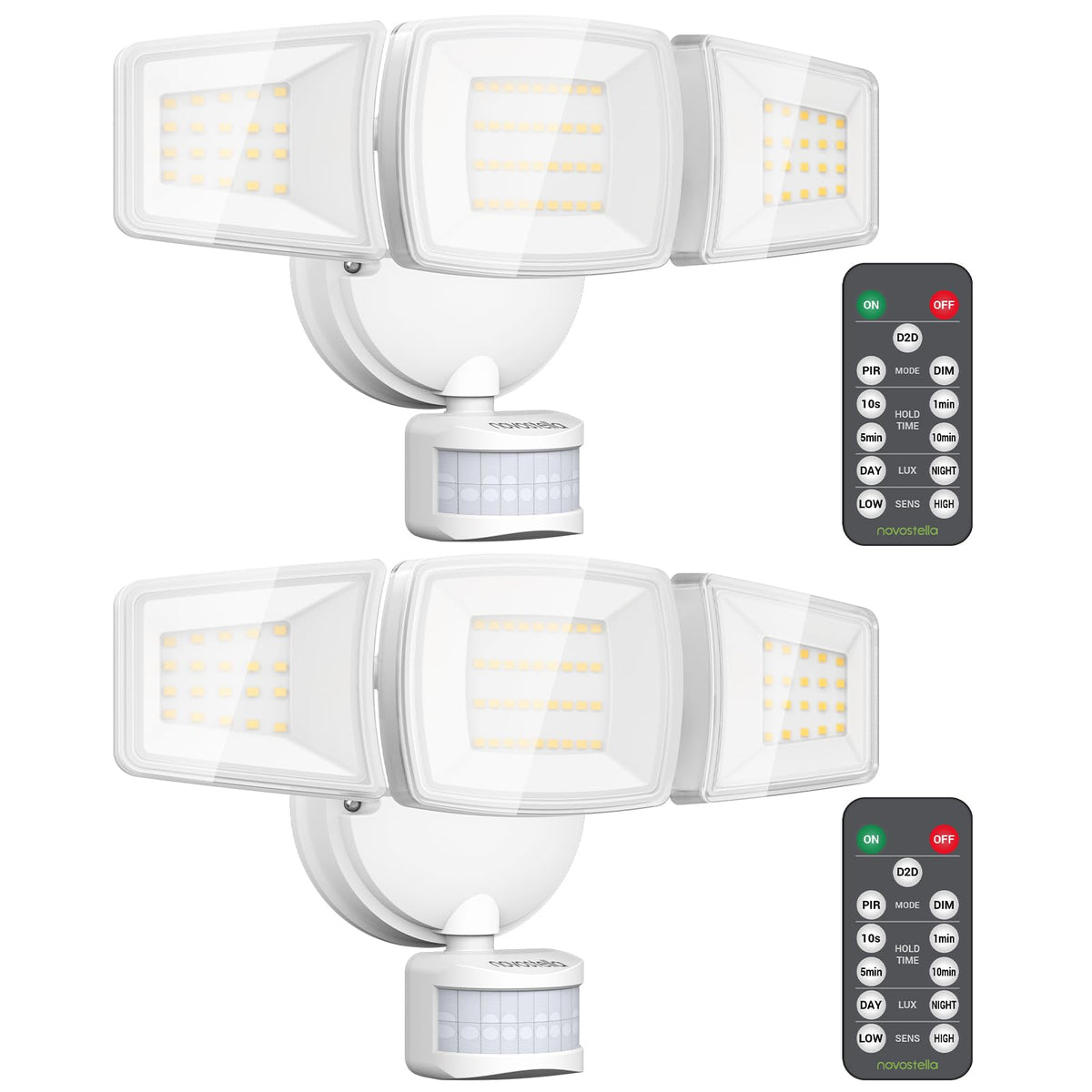 NOVOSTELLA security lights motion sensor outdoor 2-pack for perimeter illumination and entry safety.