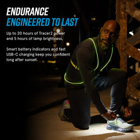 Tracer2 delivers 360-degree visibility with reflective belt for safety from all angles.
