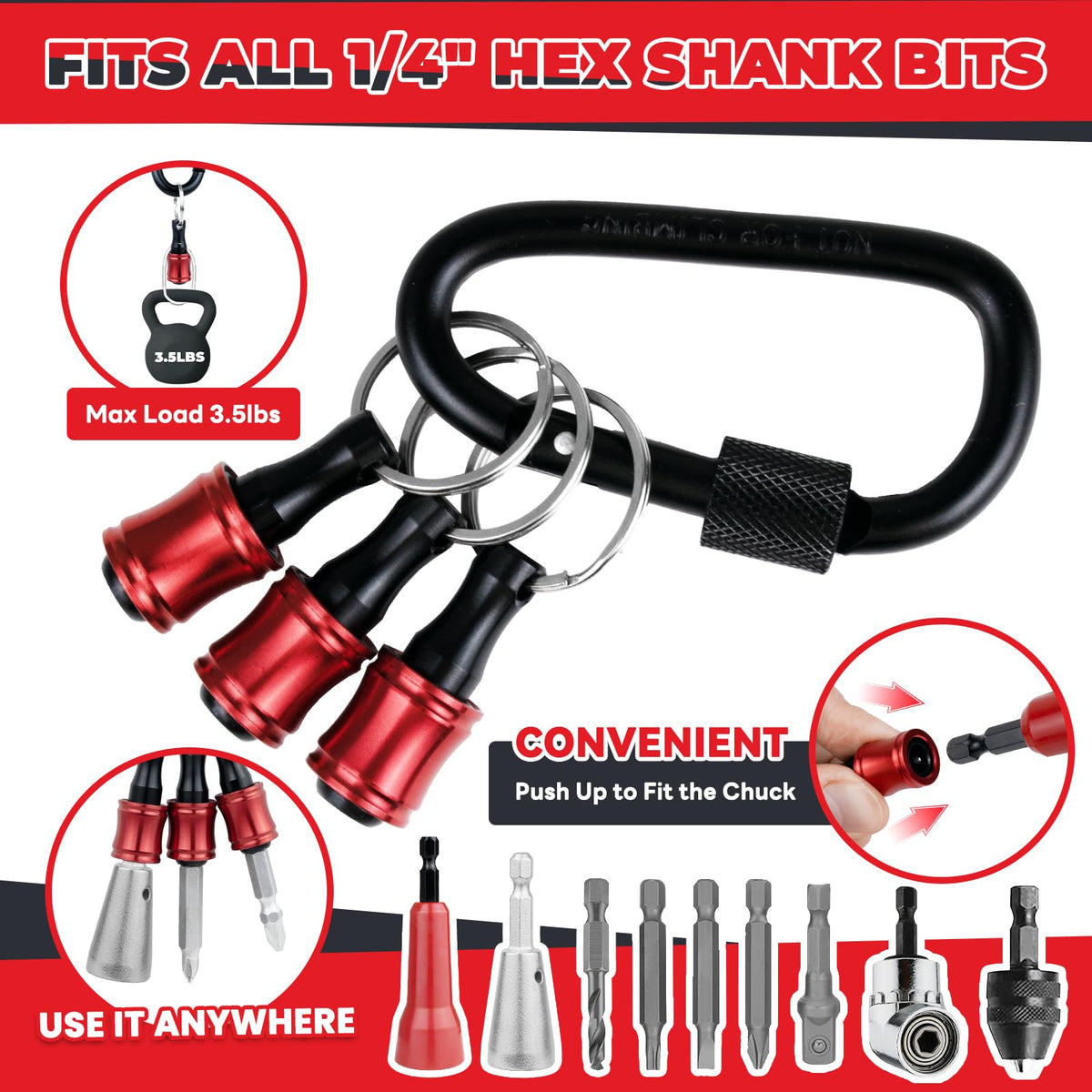 Noxtren aluminum-bit-holder-keychain offers lightweight, durable on-the-go organization.