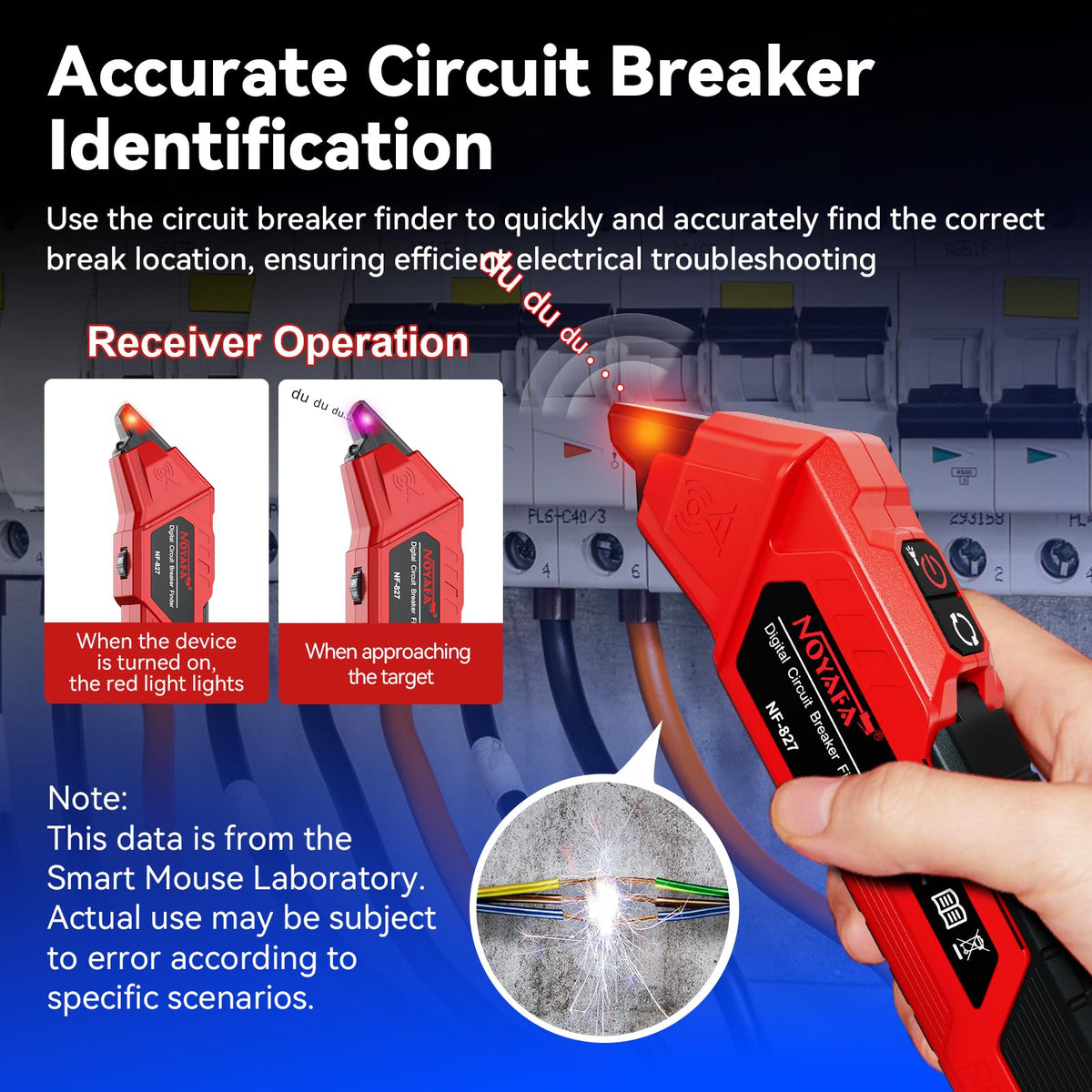 NOYAFA NF-827 transmitter and receiver guide breaker location