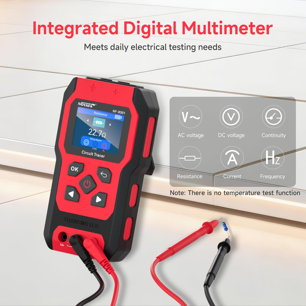 NOYAFA NF-8301 LED flashlight and NCV tester improve safety during work.