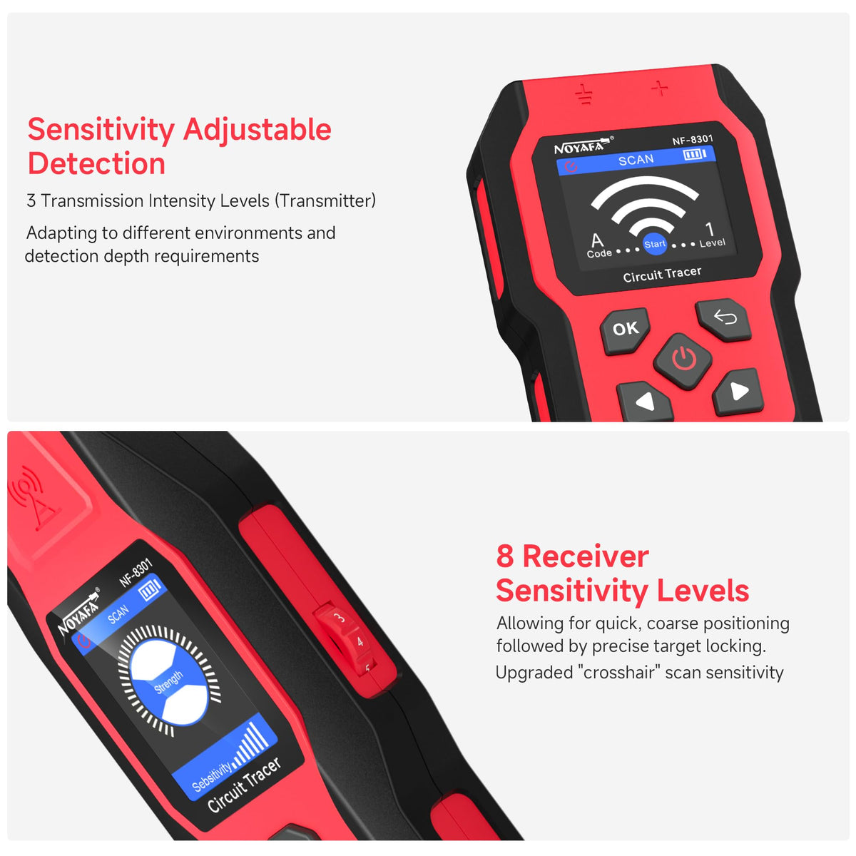 NOYAFA NF-8301 signal indicator with beeps guides precise tracing.