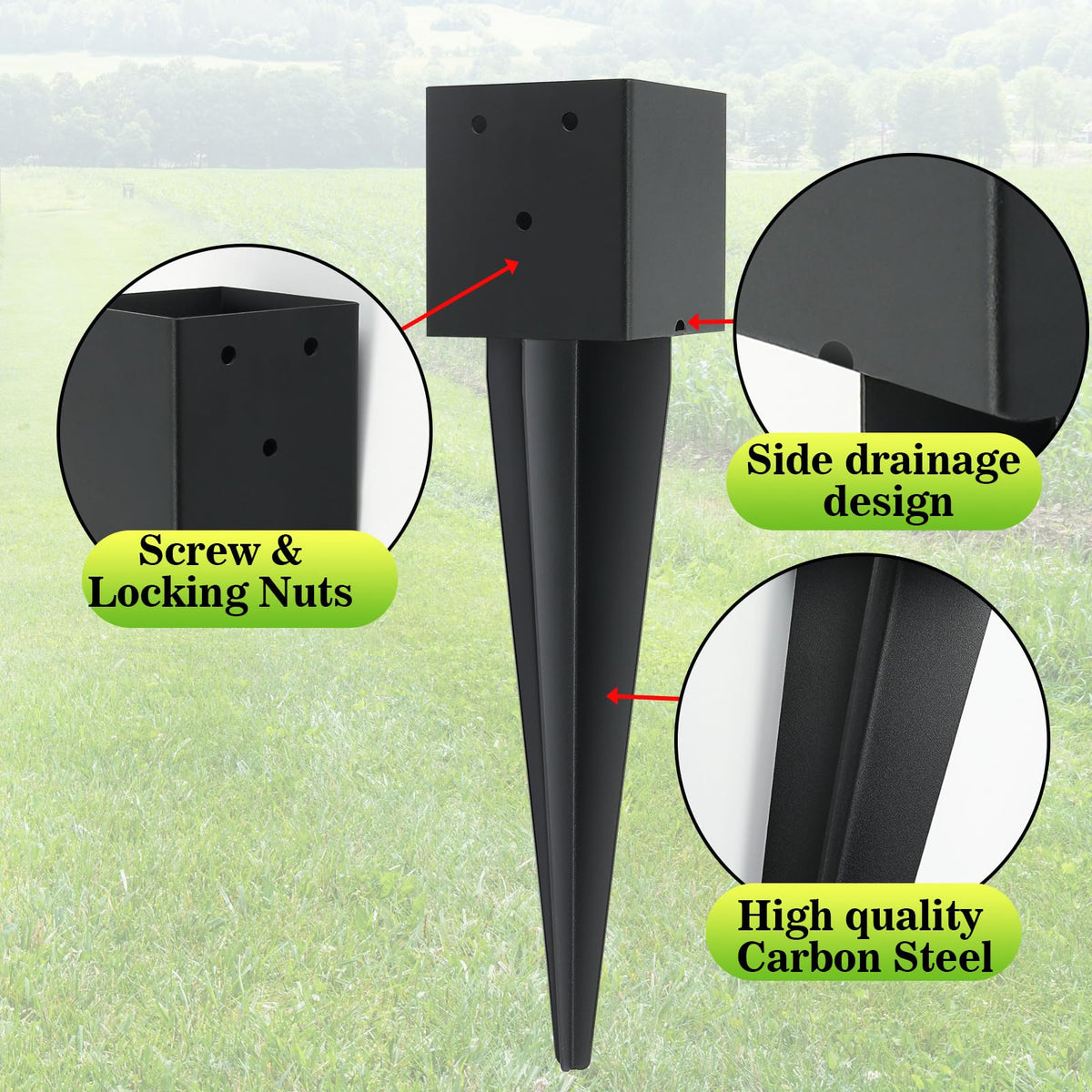 Nrspp black powder-coated-finish resists rust for long-lasting outdoor use.