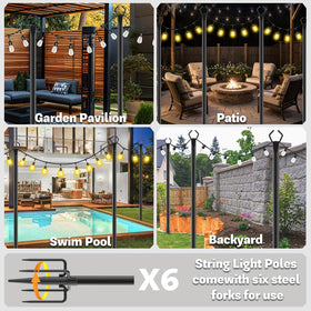 NSHWFW 10 ft adjustable light pole shows height flexibility for patios and gardens.