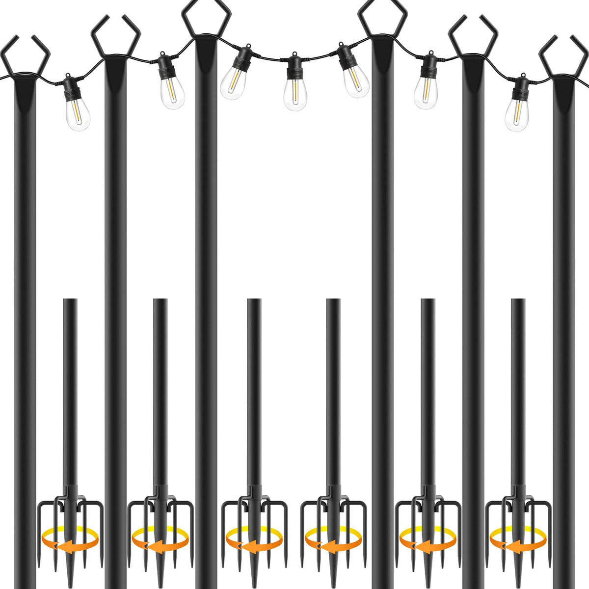 NSHWFW 6-pack heavy-duty light poles ready for outdoor lighting layouts.