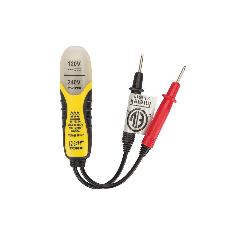 NSI TES-2 front view with dual neon indicators signaling 120/240 VAC presence