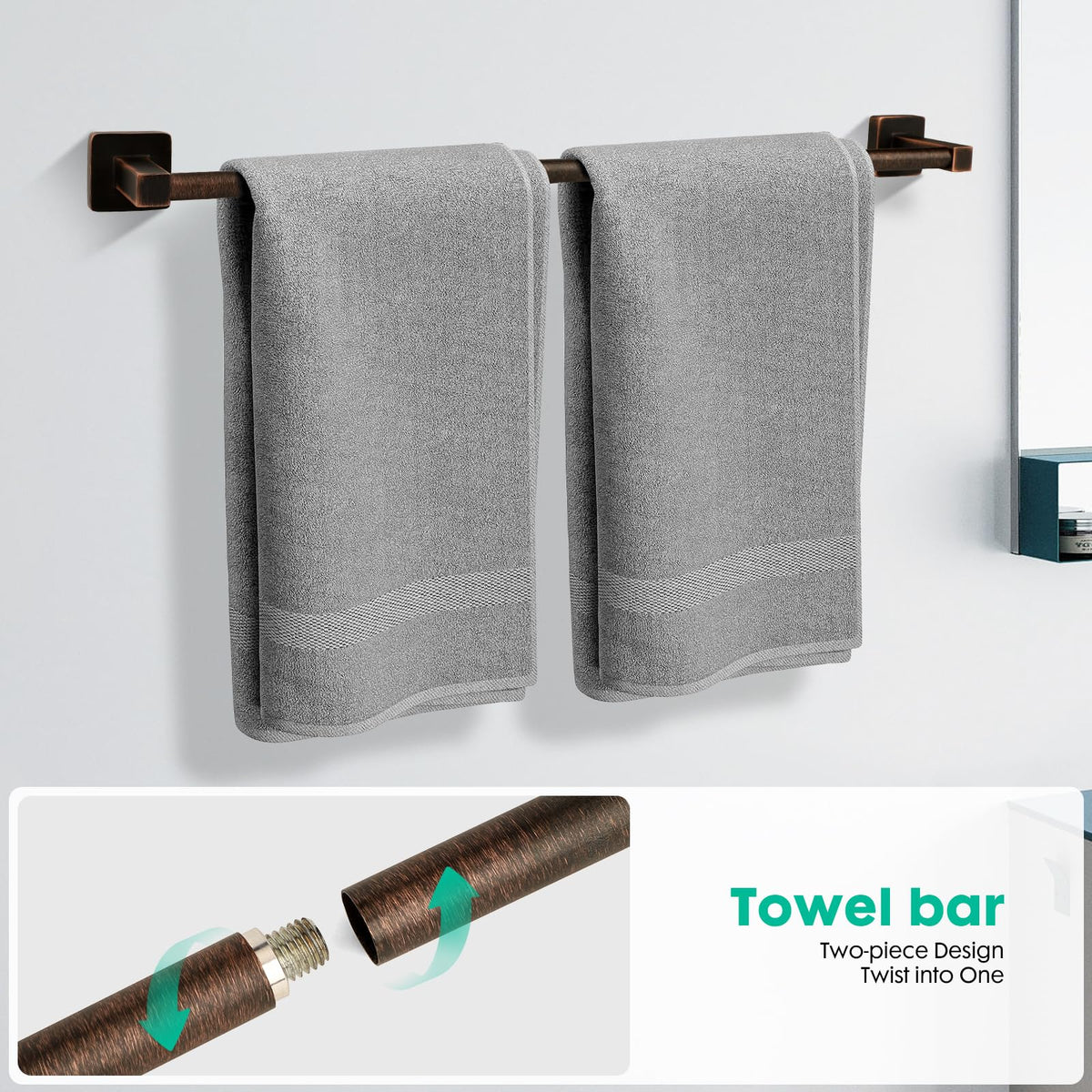 Ntipox 16-inch towel bar for compact bathrooms.