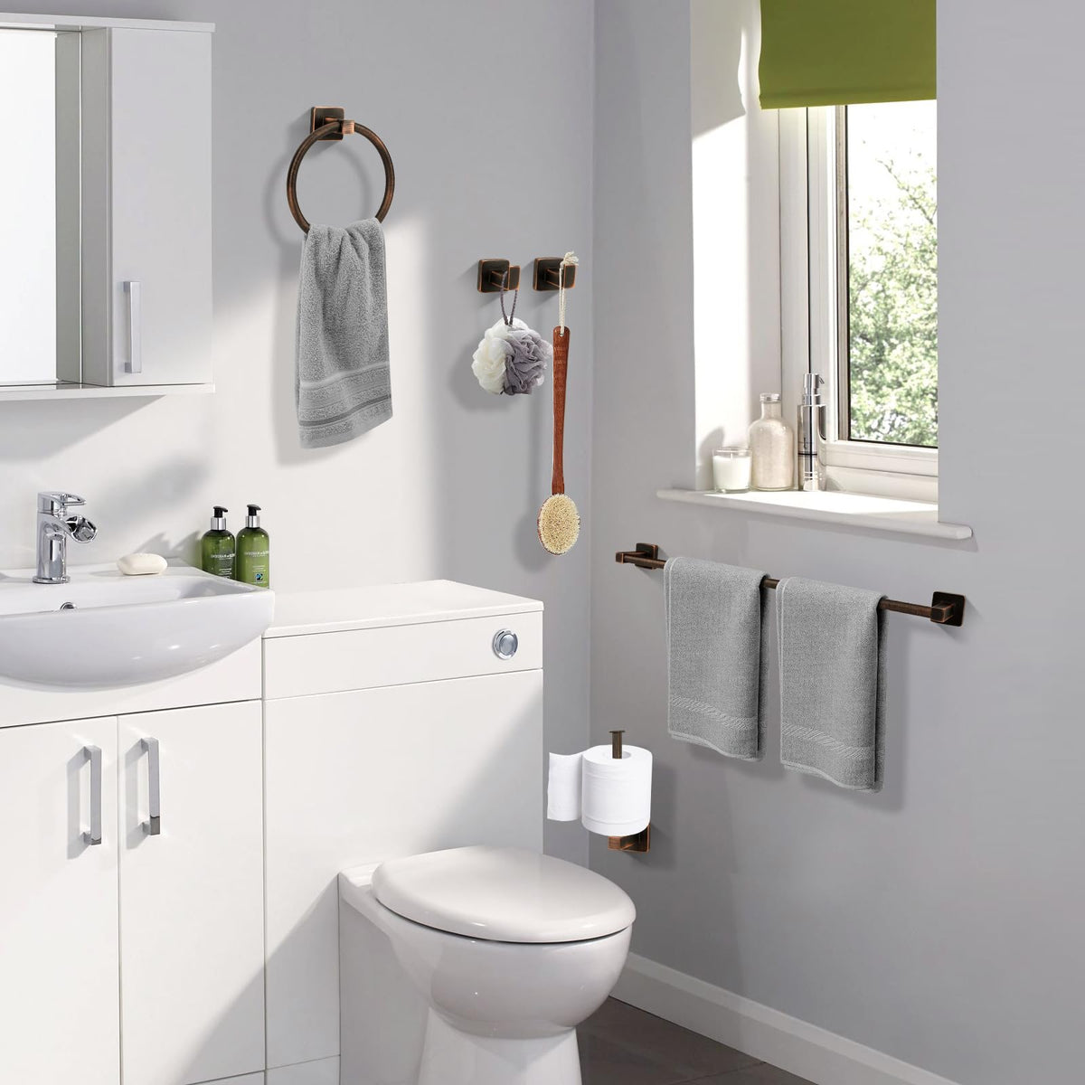 Ntipox toilet paper holder with oil rubbed bronze finish.