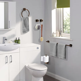 Ntipox toilet paper holder with oil rubbed bronze finish.