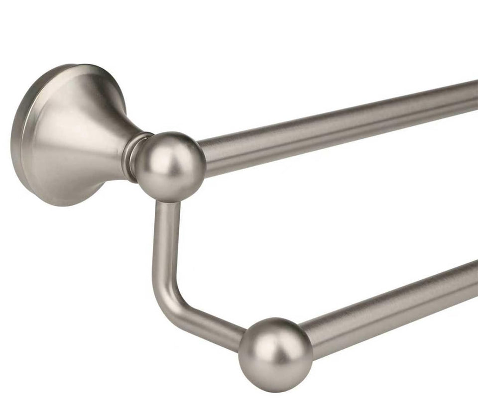 Ntipox antique 24-inch double towel bar in brushed nickel on wall for vintage bathroom style