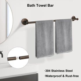 Ntipox antique bronze towel ring provides compact wall-mounted support.