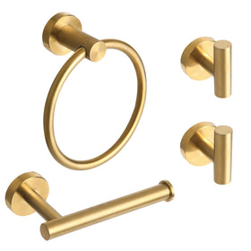 Ntipox brushed gold towel ring enhances bathroom style and organization.