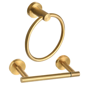 Ntipox brushed gold toilet paper holder in a sleek bathroom setting