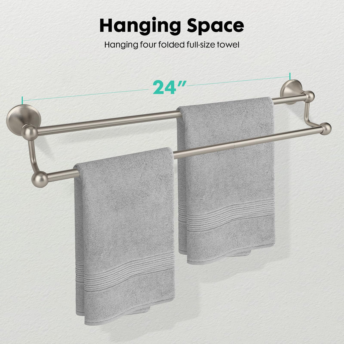 Ntipox brushed nickel towel bar wall mount highlights durable finish in humid spaces