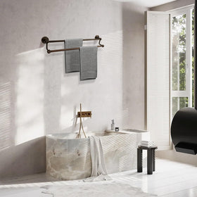 Compact design helps optimize small bathrooms with multiple towels