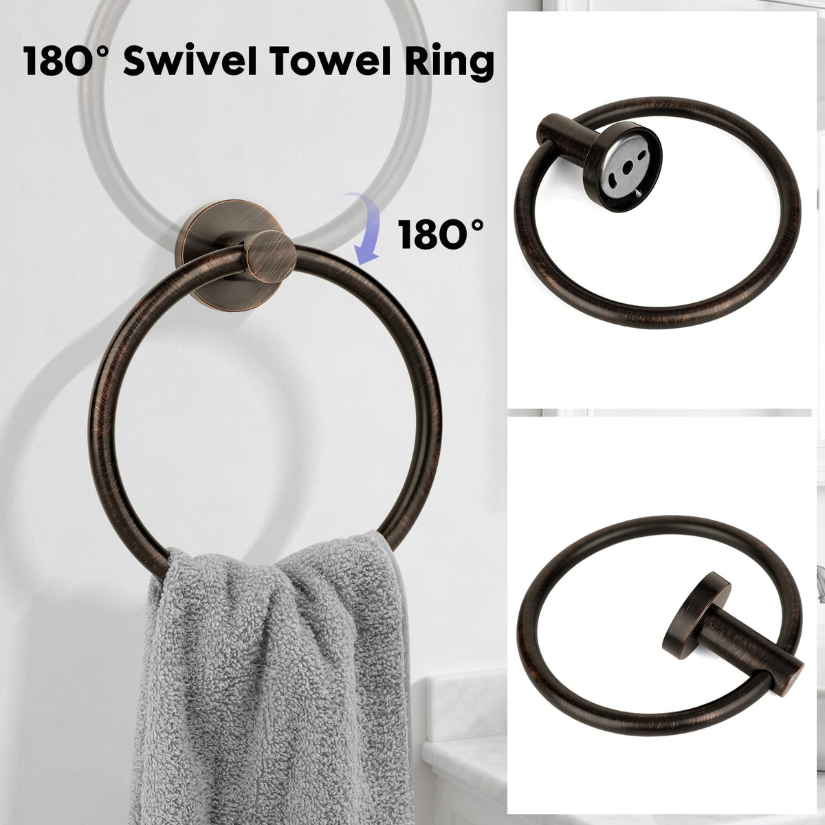 Ntipox oil rubbed bronze two robe hooks add hanging space.