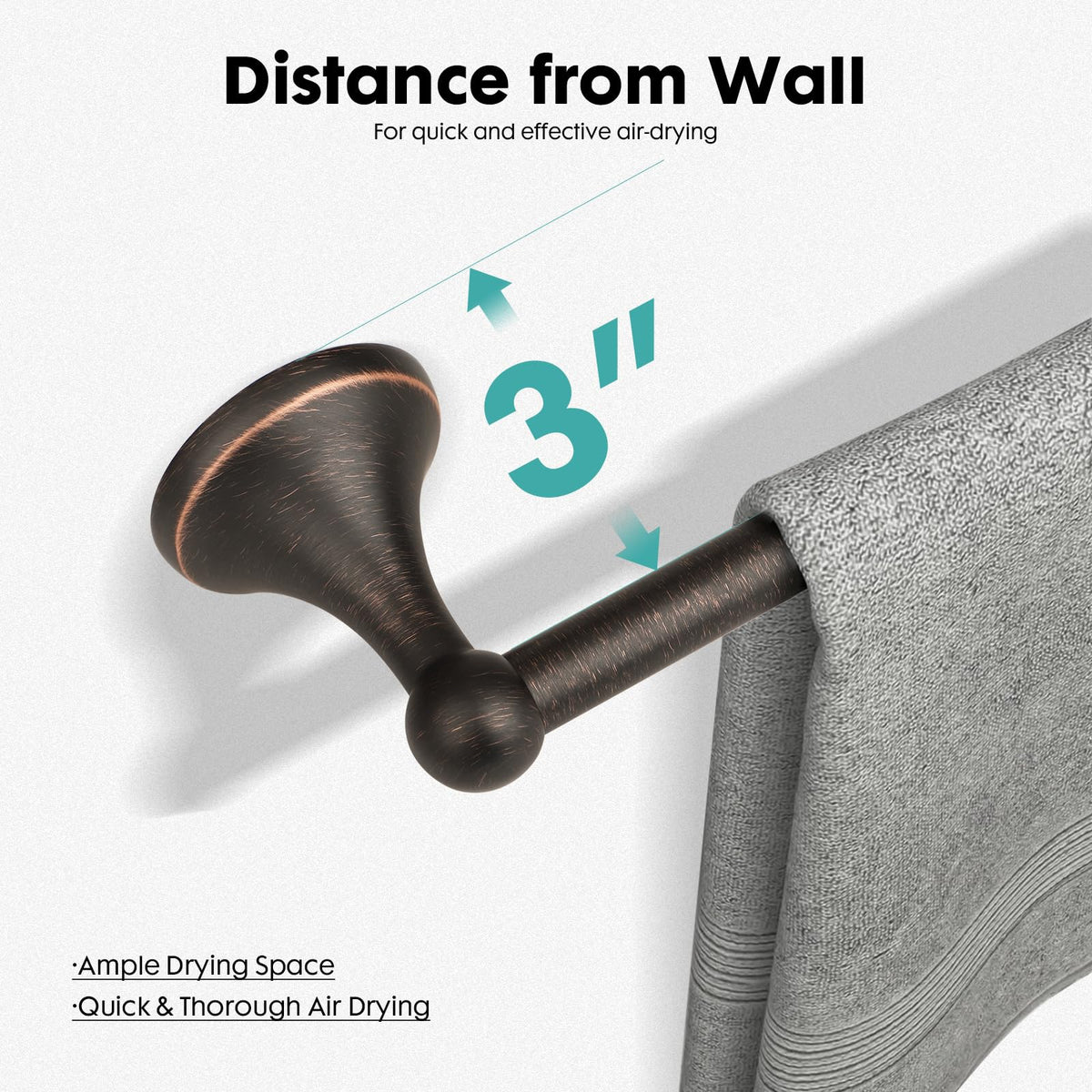 Ntipox wall-mounted towel rack in bronze finish saves space and organizes towels