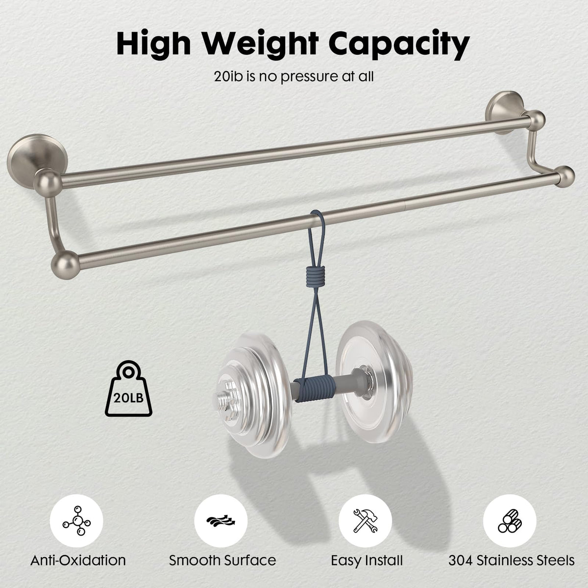 Ntipox wall-mounted towel rack with 2.2 inch clearance for airflow