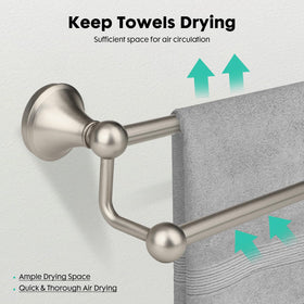 Ntipox zinc alloy and stainless steel towel bar designed for moisture-rich bathrooms