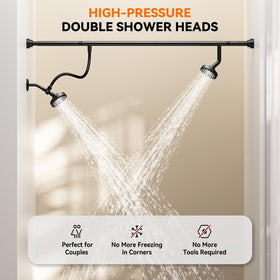 NTPN dual shower head with adjustable rod for varied spaces