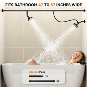 NTPN dual shower head closeup nozzle demonstrates powerful spray