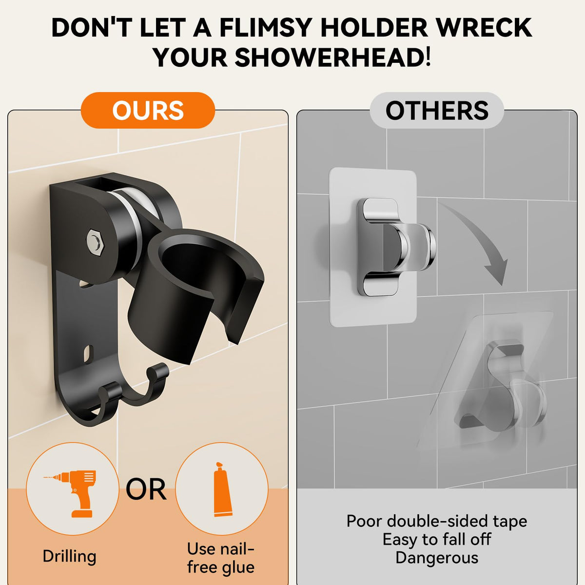 NTPN easy-install base ensures a secure, stable shower setup.