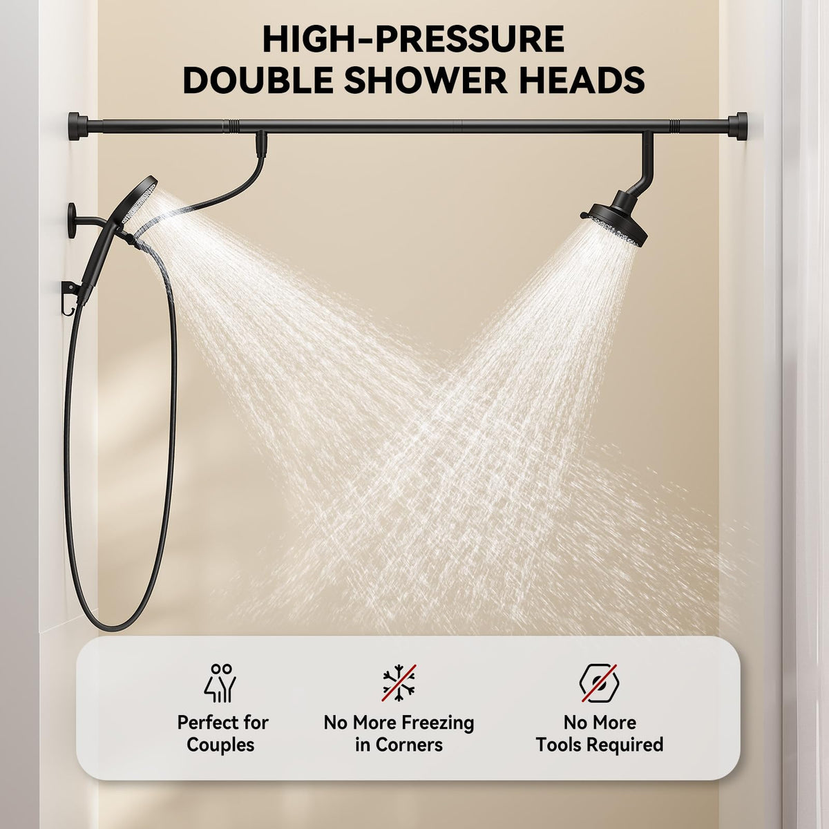 NTPN rust-resistant stainless steel shower heads resist stains for lasting shine.