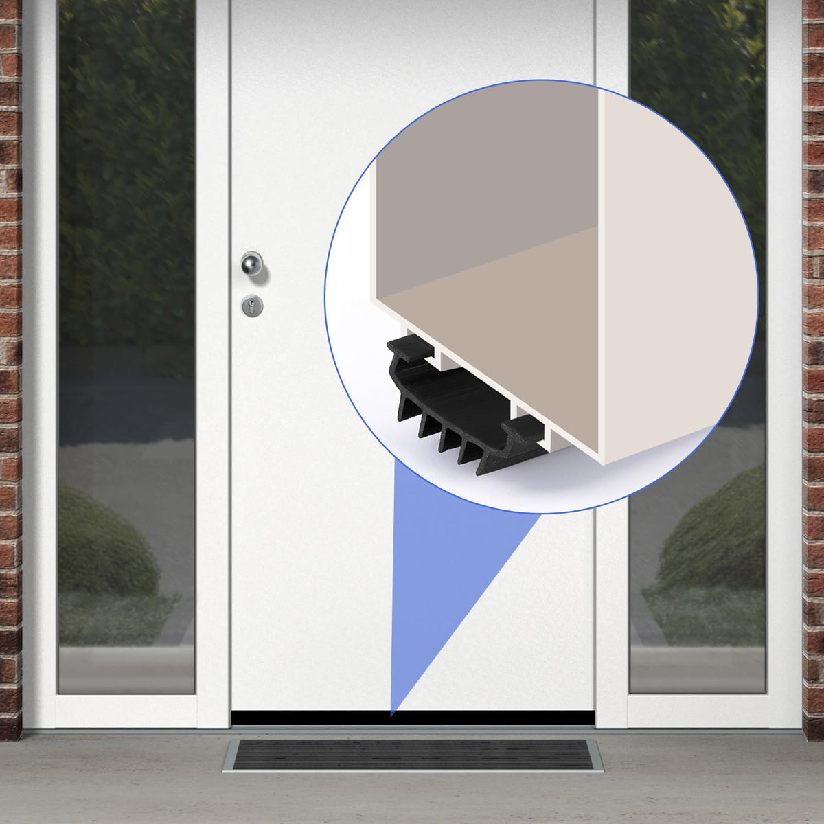 Nuanchu easy-install door sweep shown with tool-free attachment concept.