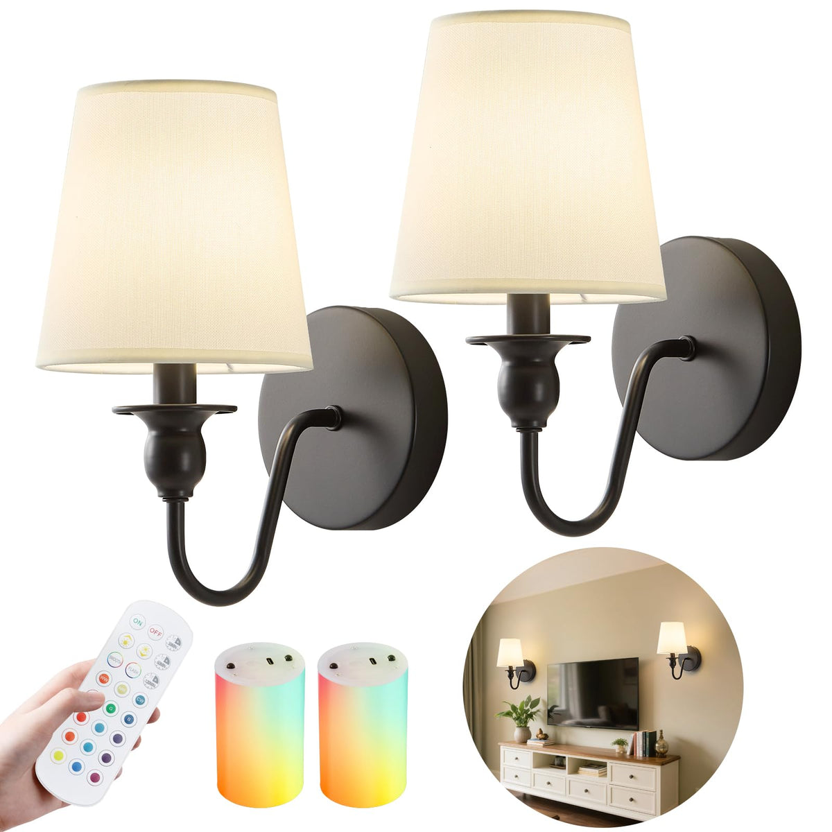 Nuanshued battery wall sconces during assembly show effortless wireless setup and flexible placement.