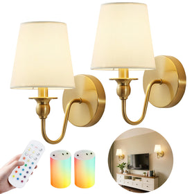 Nuanshued battery wall sconce two-pack mounted for flexible wireless lighting.