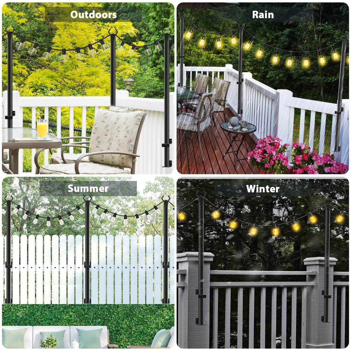 NUERPO four-part poles show easy installation for quick setup