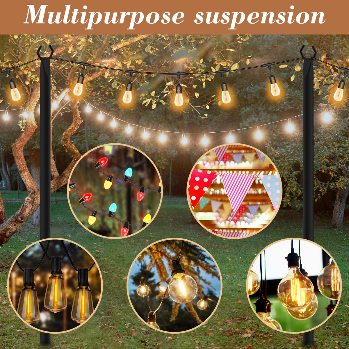 NUERPO adjustable-height poles for versatile hanging styles and decor.