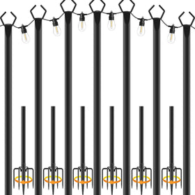 NUERPO 7-pack string light poles for outdoor setup, sturdy and weather resistant.