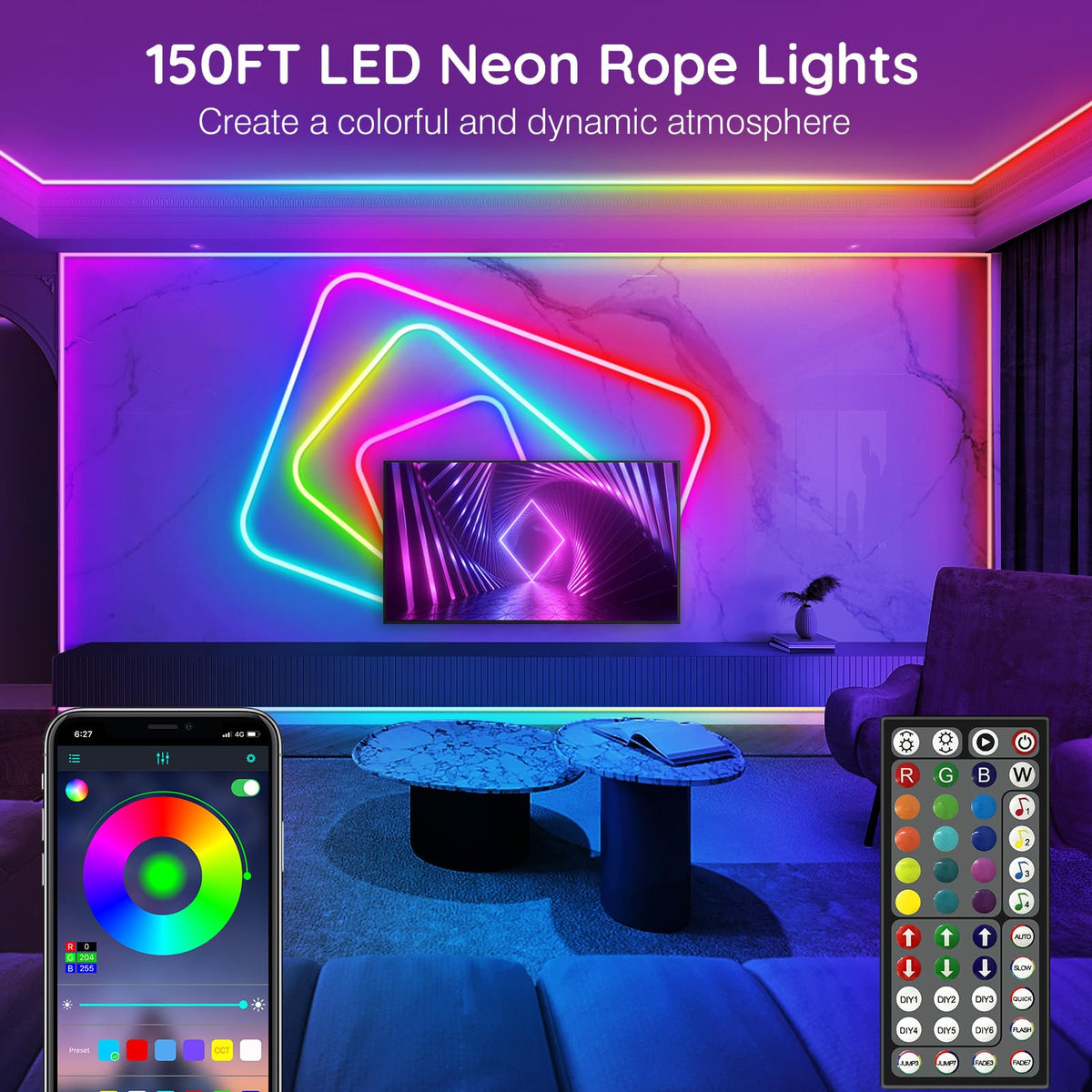 NUERPO neon rope light enhances gaming room color and vibe.
